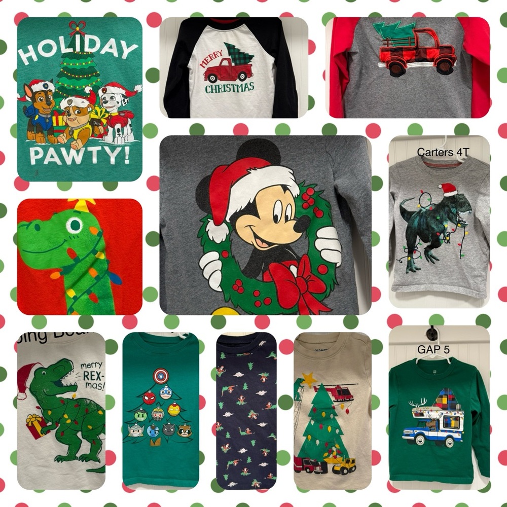 🎄🎅🏻Set of 11 Christmas Themed  Toddler Boy Shirts (SIZES 4T and 5T)